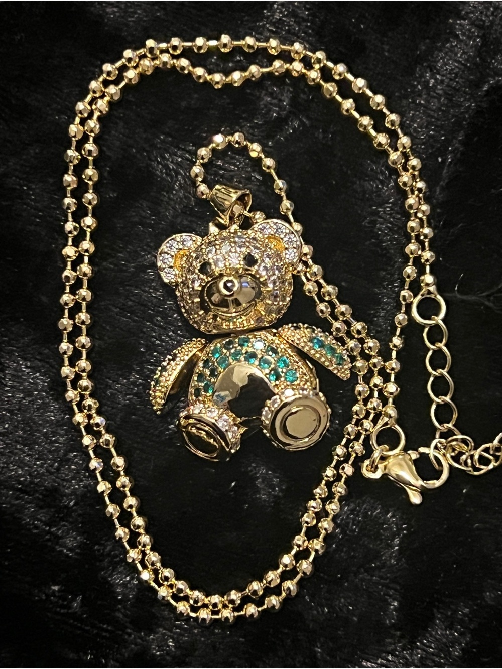 Gold Teddy Bear Pendant / Necklace